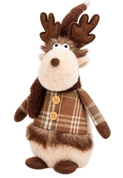 3er Set Wichtel rot grün braun Weihnachts-Elch 40 cm Figur Deko Stoff Dekofigur