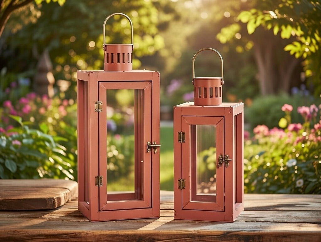 Laternen Set 2-teilig Terra 44 cm / 33 cm Frühlingsdeko Osterdeko Garten