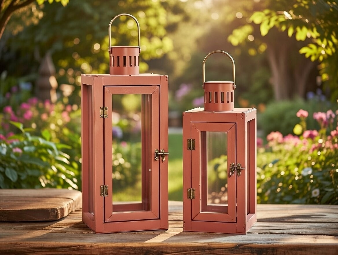 Laternen Set 2-teilig Terra 44 cm / 33 cm Frühlingsdeko Osterdeko Garten