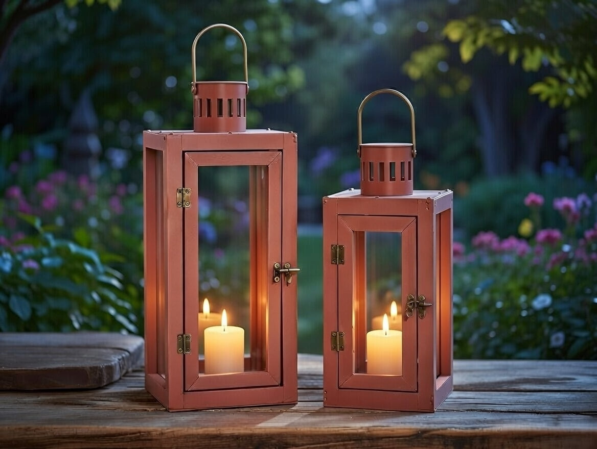 Laternen Set 2-teilig Terra 44 cm / 33 cm Frühlingsdeko Osterdeko Garten