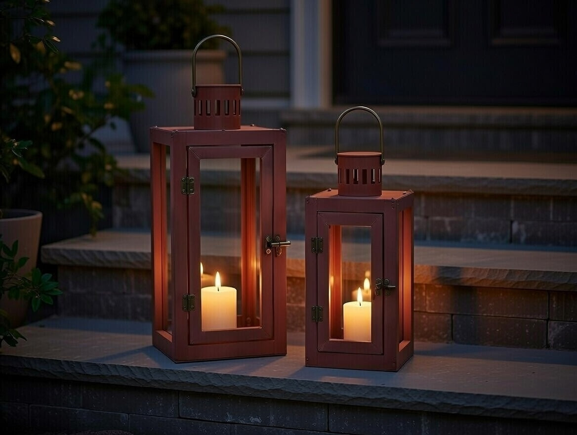 Laternen Set 2-teilig Terra 44 cm / 33 cm Frühlingsdeko Osterdeko Garten