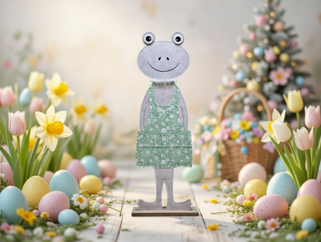 Dekofrosch Filz Figur 50 cm Pastell Kleid Frosch Dame Deko Kinderdeko