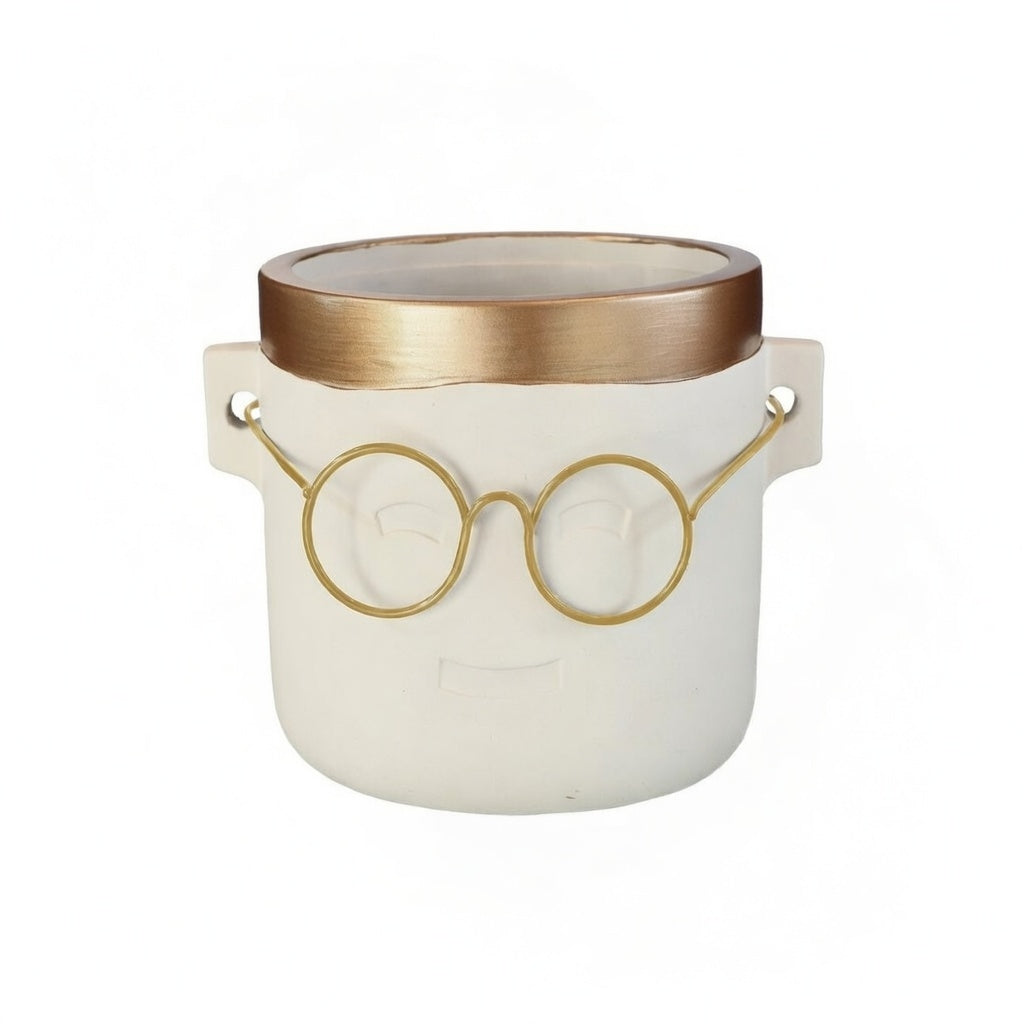 Blumentopf Harry Zement mit Brille verspielt modern 1 von 2 Ausführungen