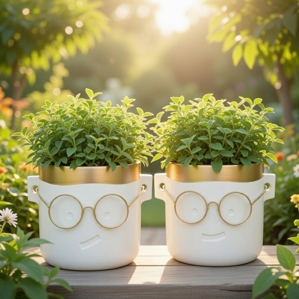 Blumentopf Harry Zement mit Brille verspielt modern 1 von 2 Ausführungen
