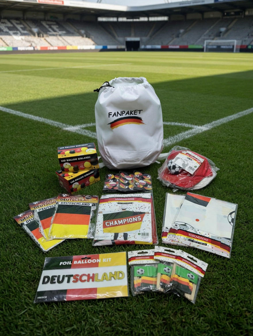 Deutschland Fanpaket - Fahnen, Cap, Fanartikel Set, WM/EM