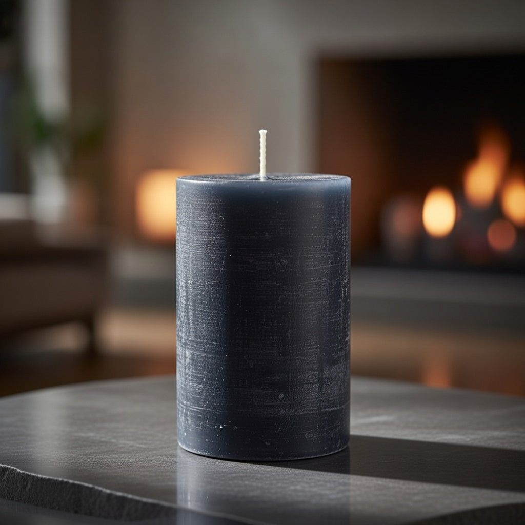 Stumpenkerze 6er Set Kerze aschgrau 8 x 15 cm