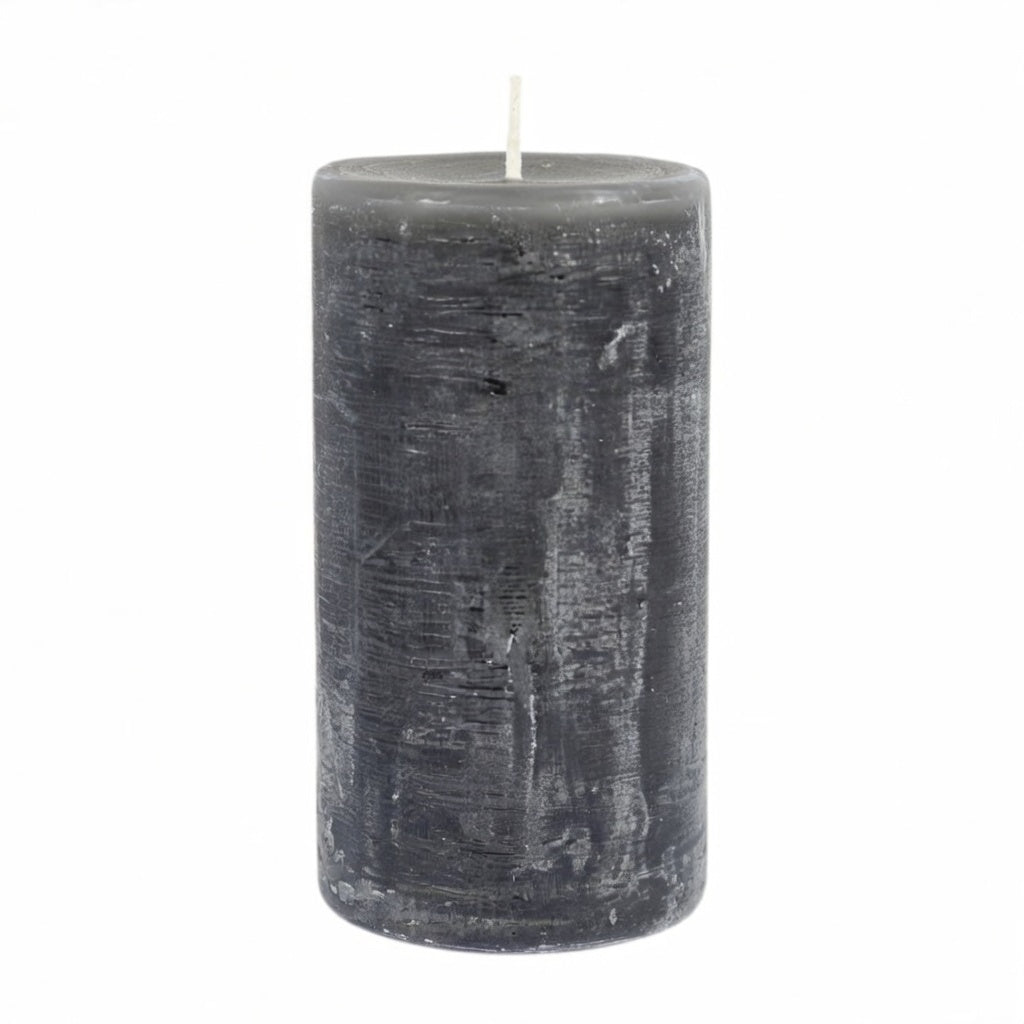 Stumpenkerze 6er Set Kerze aschgrau 8 x 15 cm