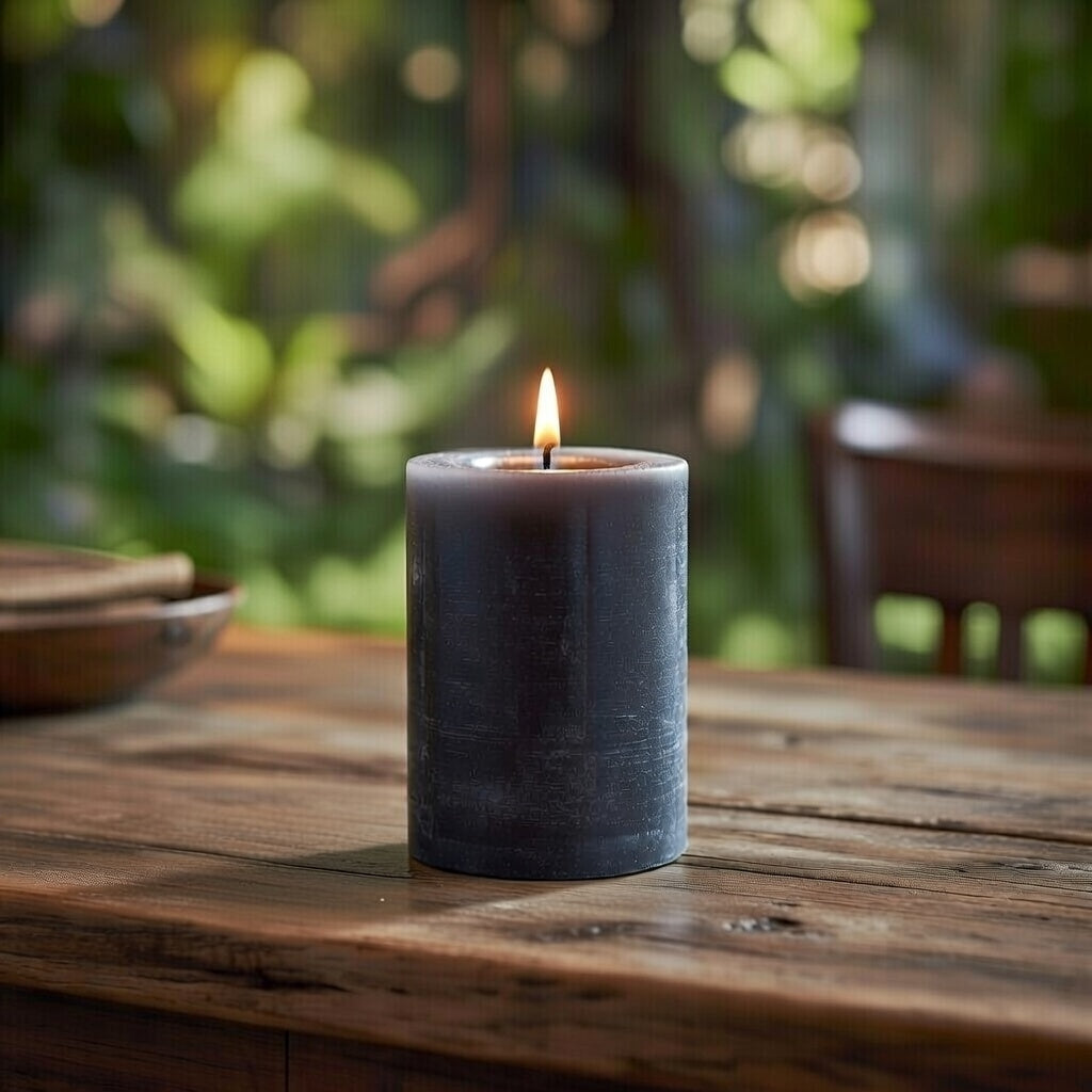 Stumpenkerze 6er Set Kerze aschgrau 8 x 15 cm