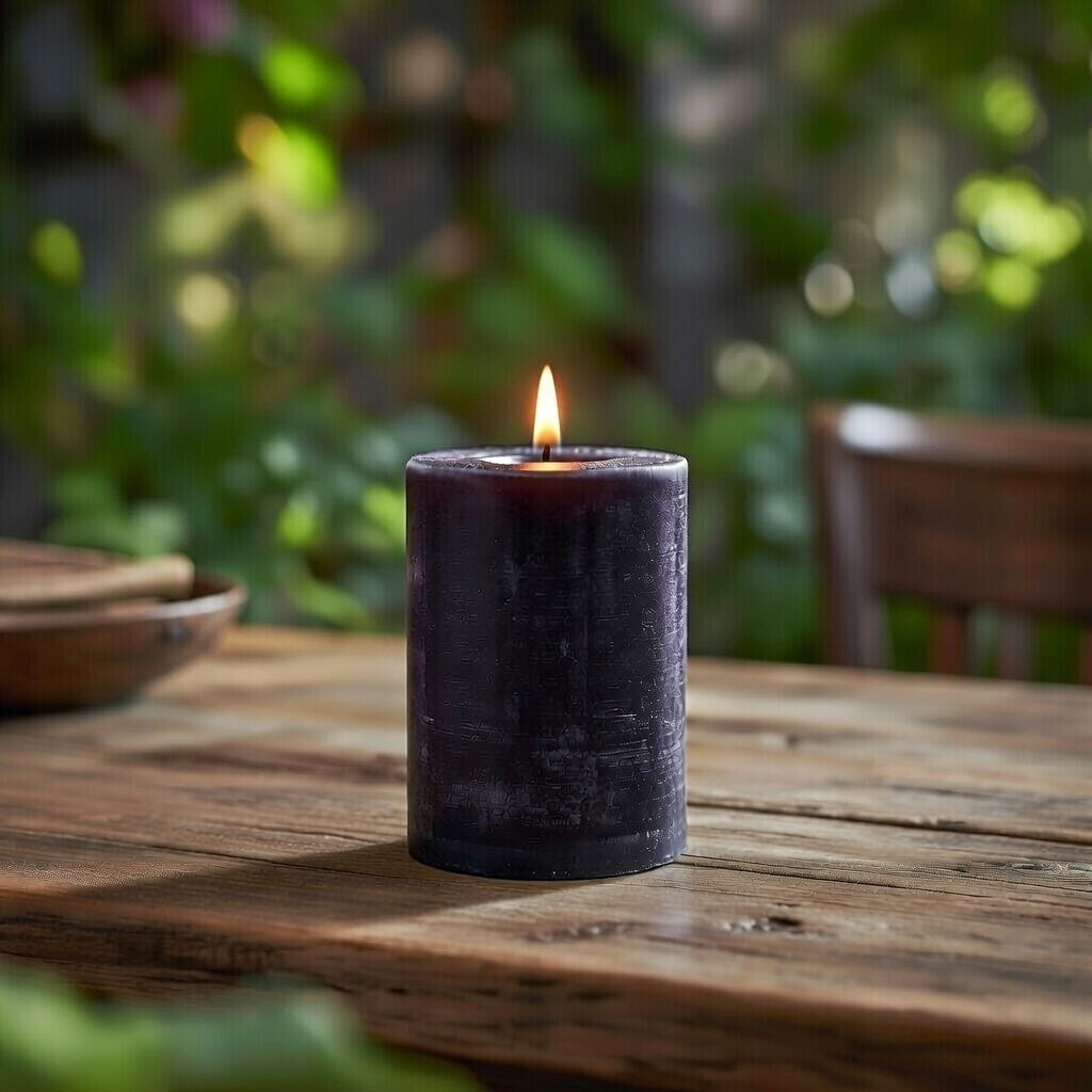 Stumpenkerze Kerze tieflila 8 x 15 cm