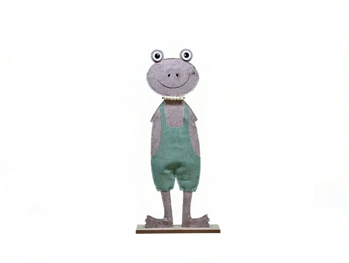 Dekofrosch Filz Figur 50 cm Pastell Latzhose Frosch Junge Deko Kinderdeko