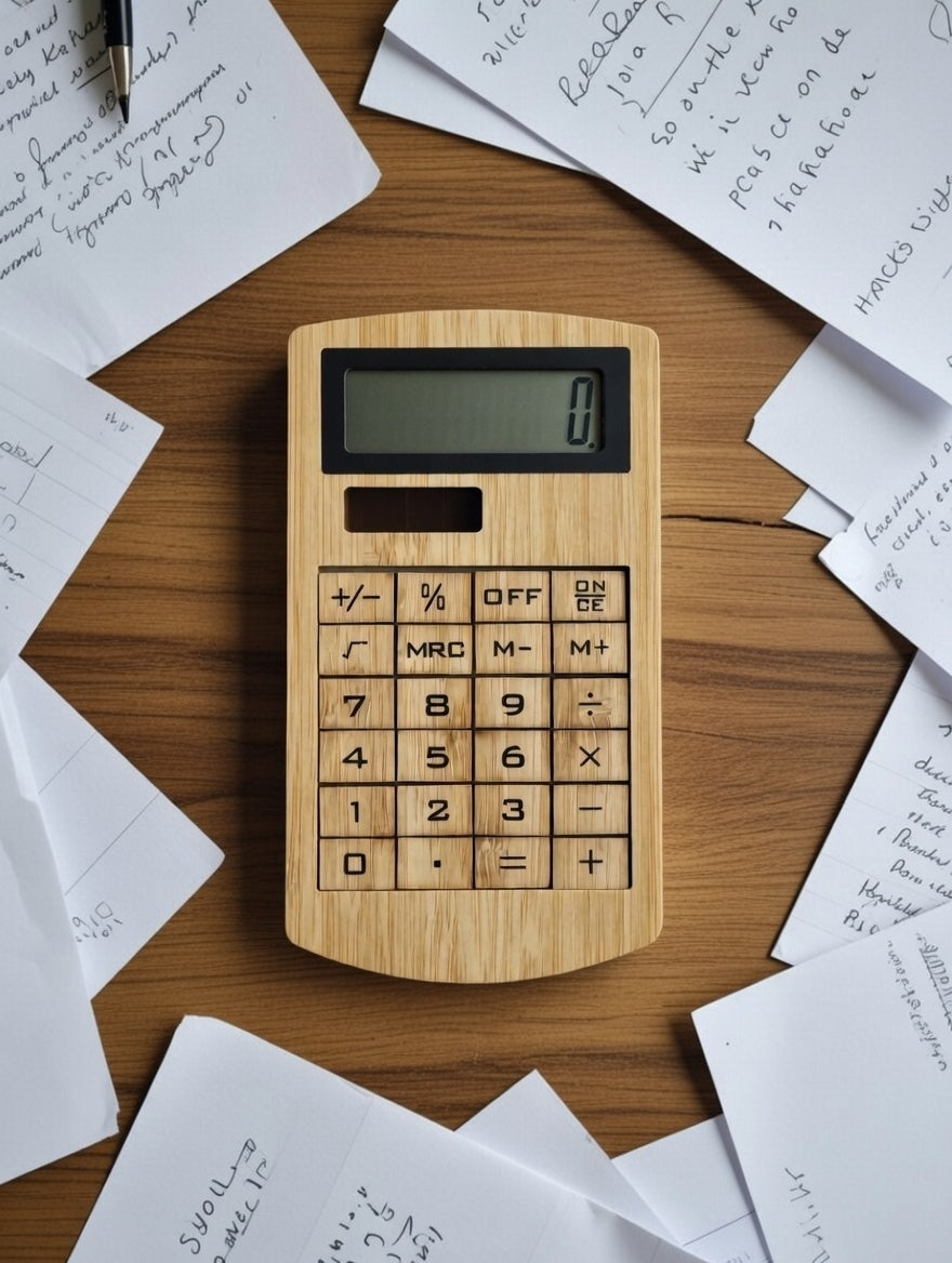 Bambus Taschenrechner Holz Design Solar Büro Schule Tischrechner