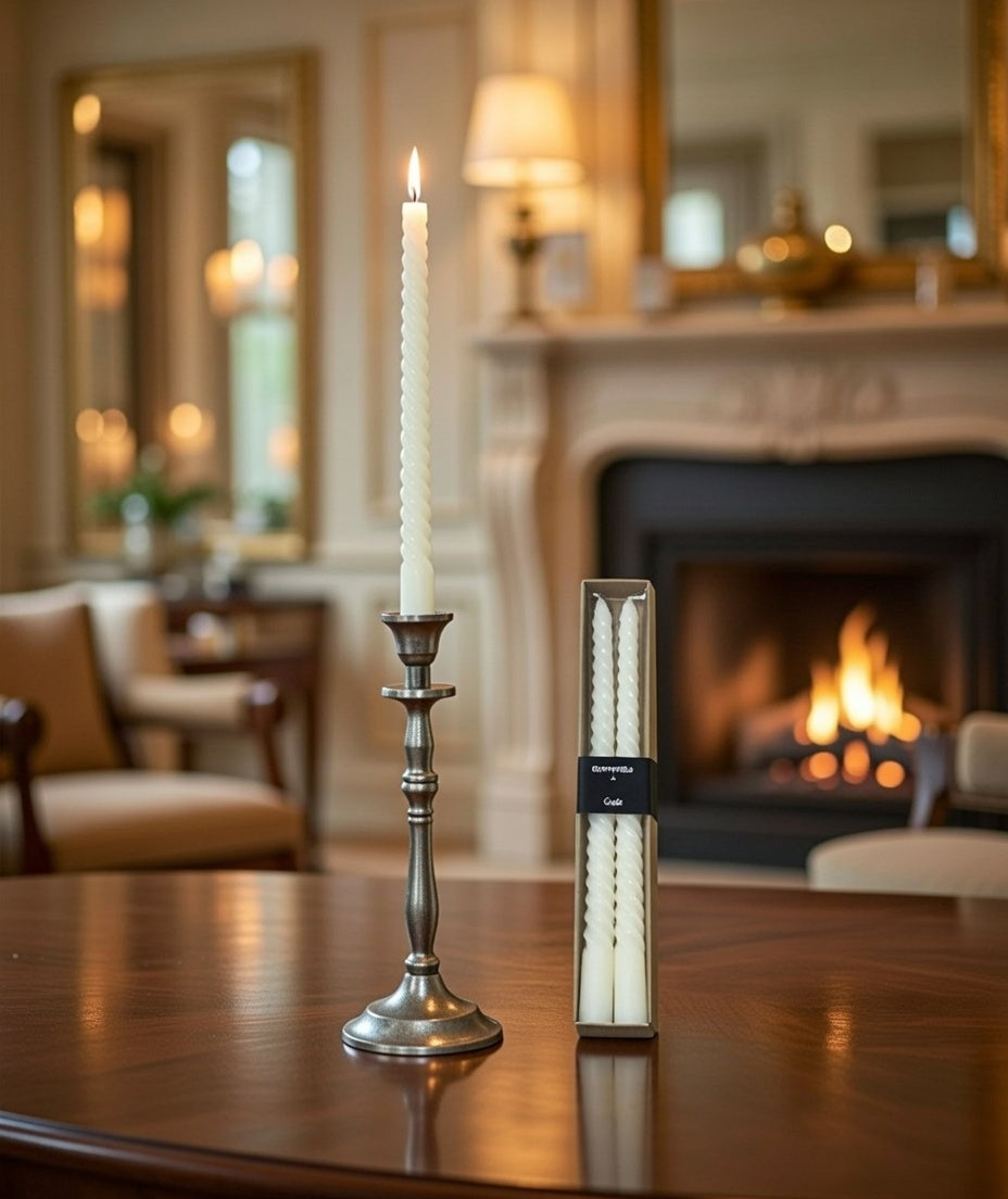 Kerzenleuchter mit 2 Spiralkerzen - Tafelkerzen