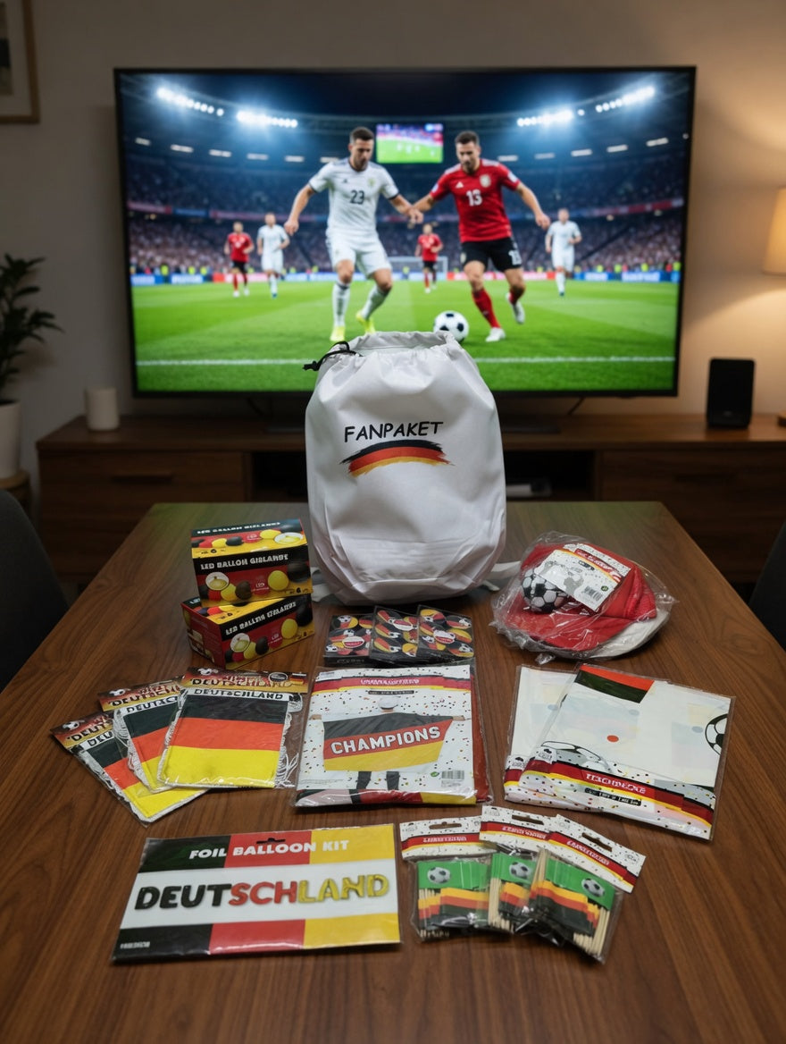 Deutschland Fanpaket - Fahnen, Cap, Fanartikel Set, WM/EM