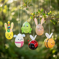 Frühlings & Osteranhänger Ei  5,5 cm- 6 bunte Tier-Eier Set zum Aufhängen
