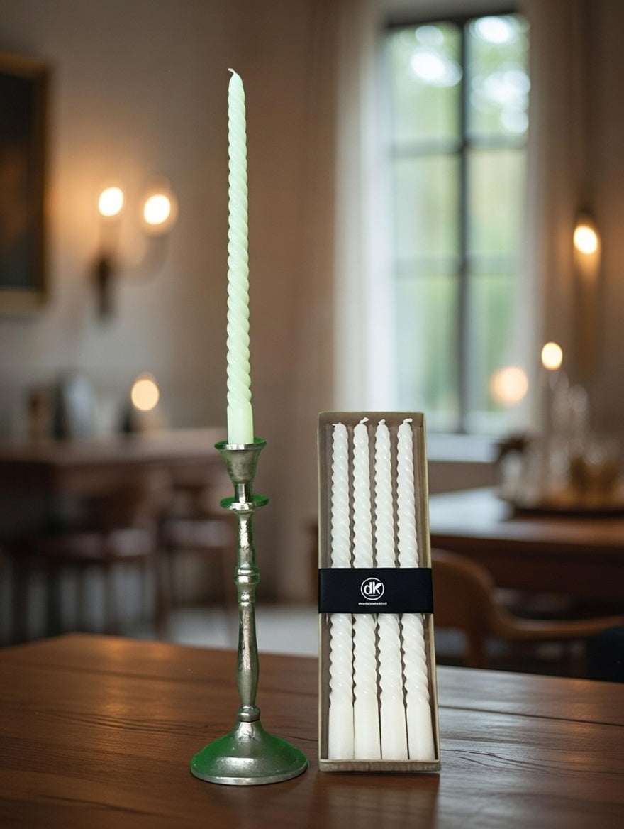 Kerzenleuchter mit 4 Spiralkerzen - Tafelkerzen