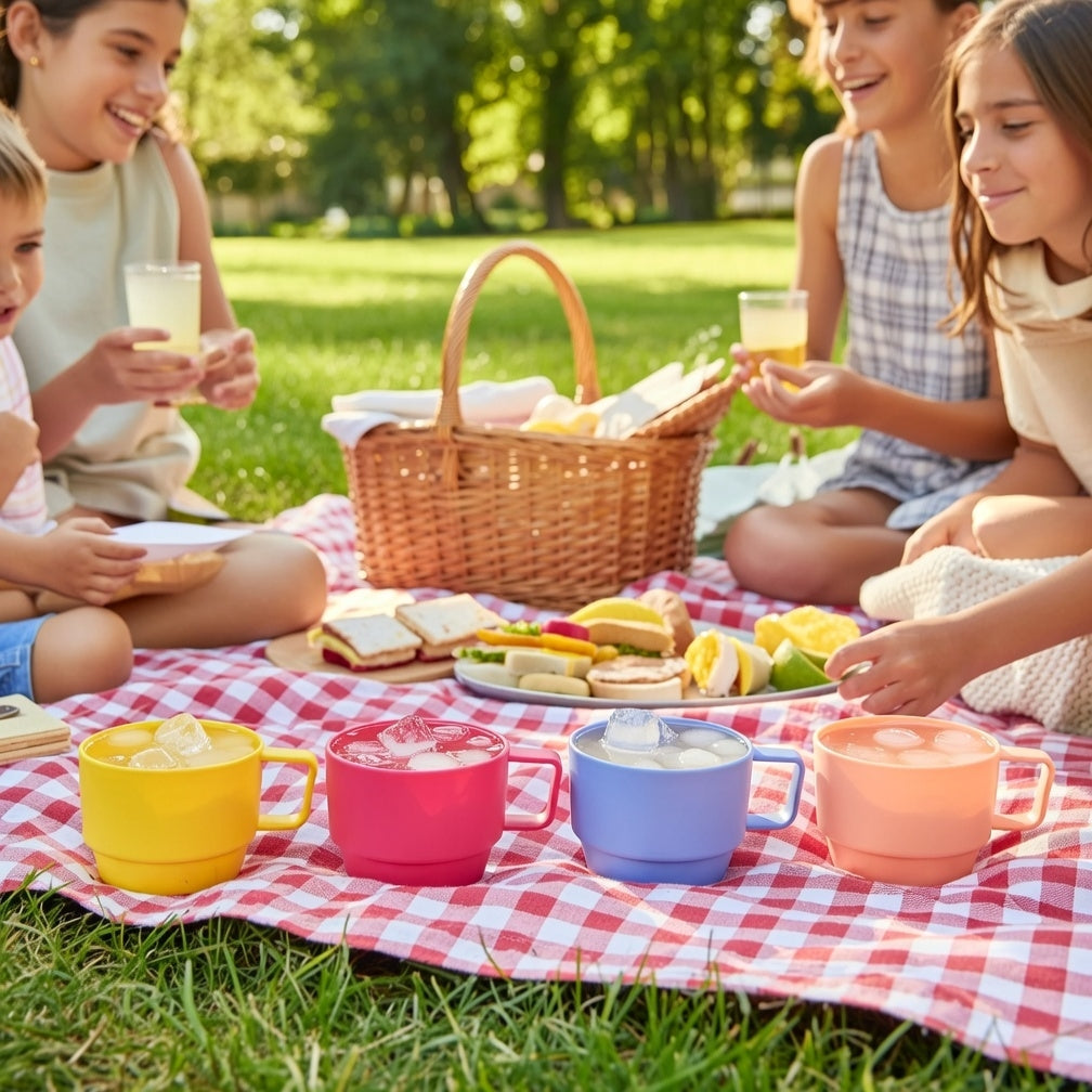 Norlander Kinder Becher 300 ml - Buntes 4er Set Outdoor Becher bruchsicher