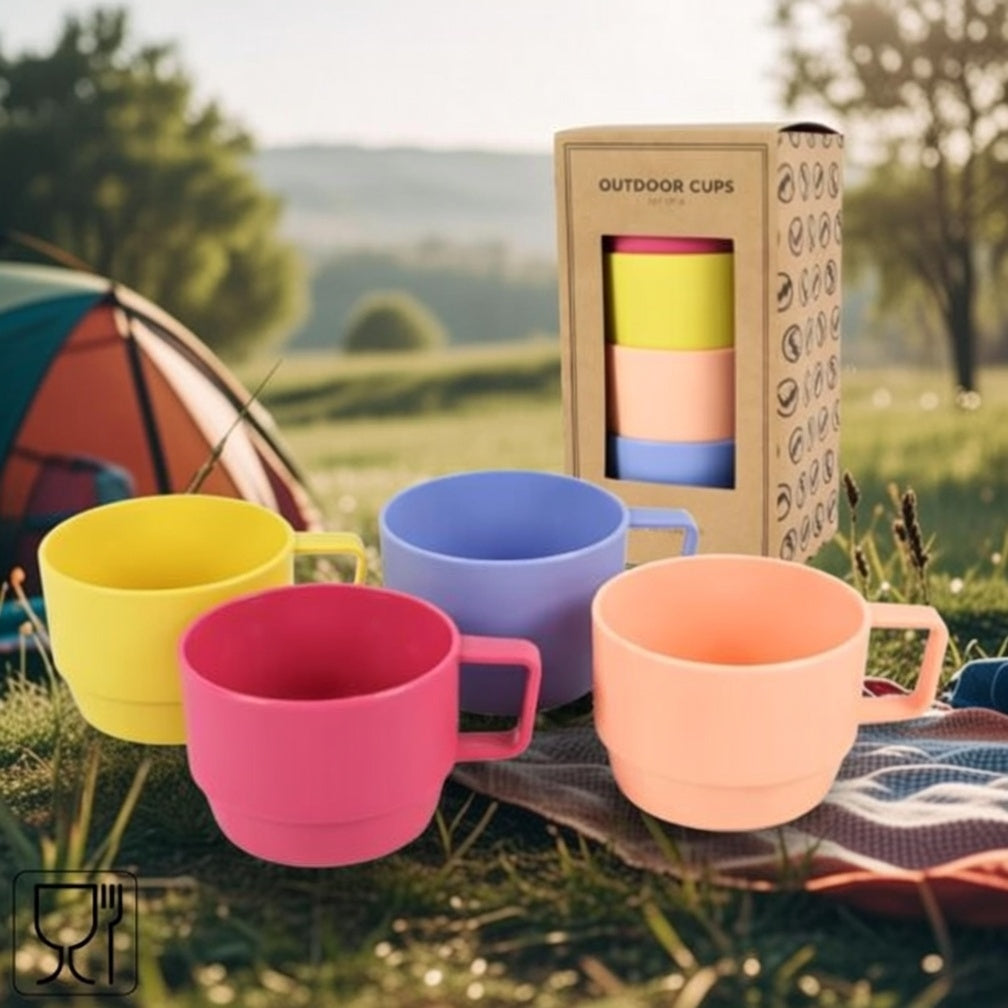 Norlander Kinder Becher 300 ml - Buntes 4er Set Outdoor Becher bruchsicher