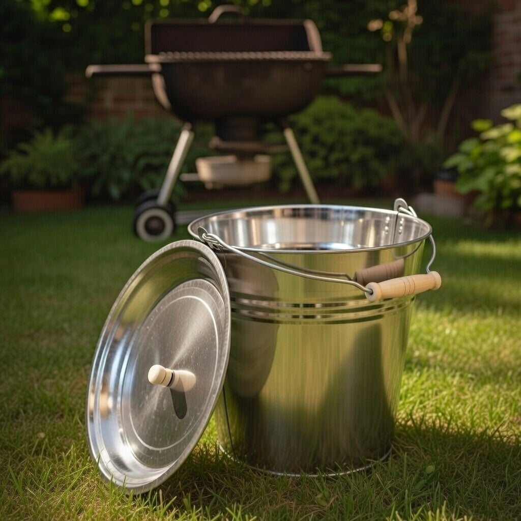 Ascheeimer - Metallkübel für Grill und Kamin 12 Liter