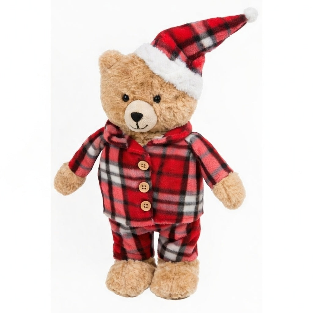 Kinder Teddybär 2er Set Schlafanzug rot 30 cm Pyjama Winter