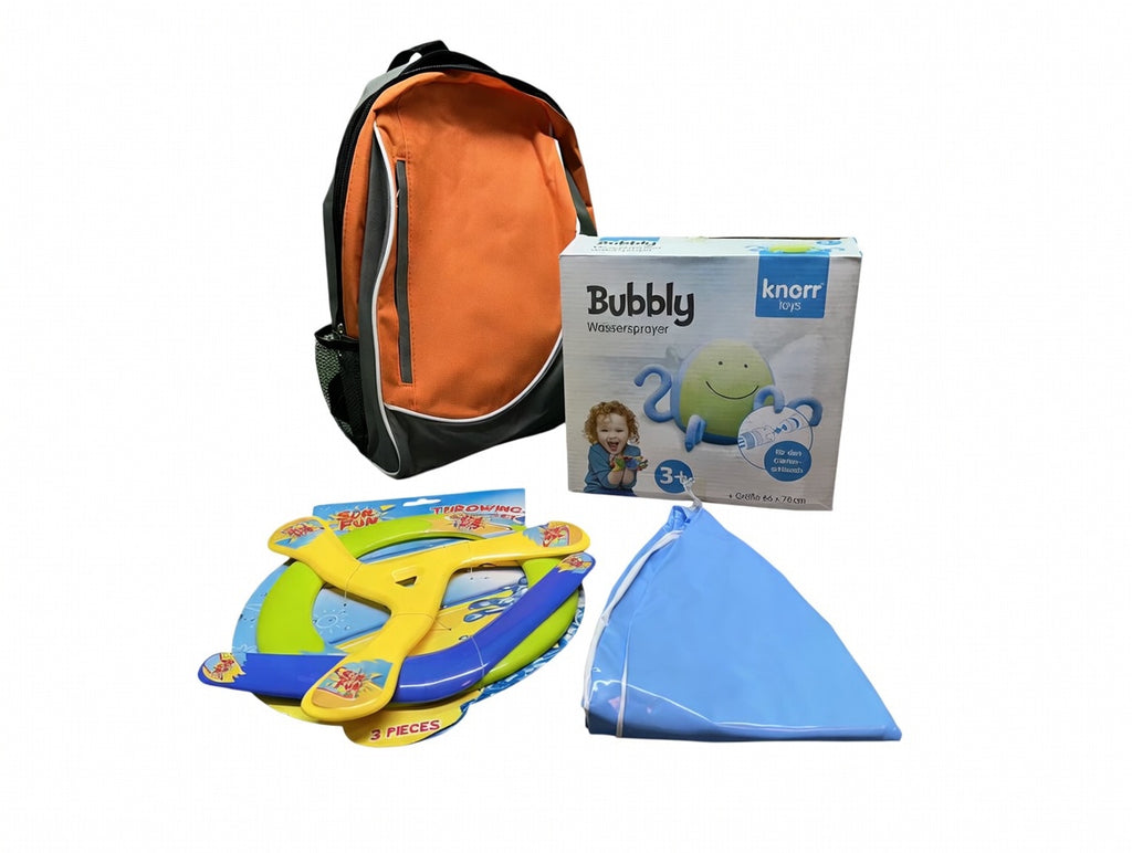 Outdoor Spielset Kinder mit Rucksack Frisbee Wasserball Sprayer