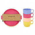 Outdoor Kinder Geschirr Set 8-teilig - 4 Becher + 4 Teller bunt bruchsicher