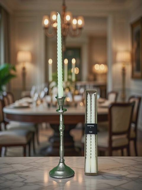 Kerzenleuchter mit 2 Spiralkerzen - Tafelkerzen