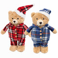 Kinder Teddybär 2er Set Schlafanzug rot 30 cm Pyjama Winter