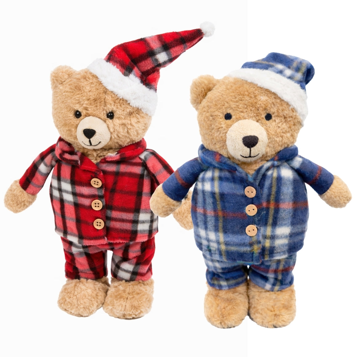 Kinder Teddybär 2er Set Schlafanzug rot 30 cm Pyjama Winter