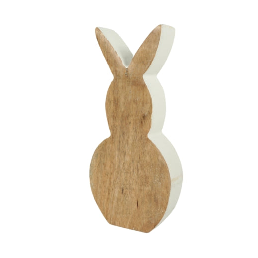 Deko Hase holz-weiß 18 cm natürlicher Holzhase Osterdeko