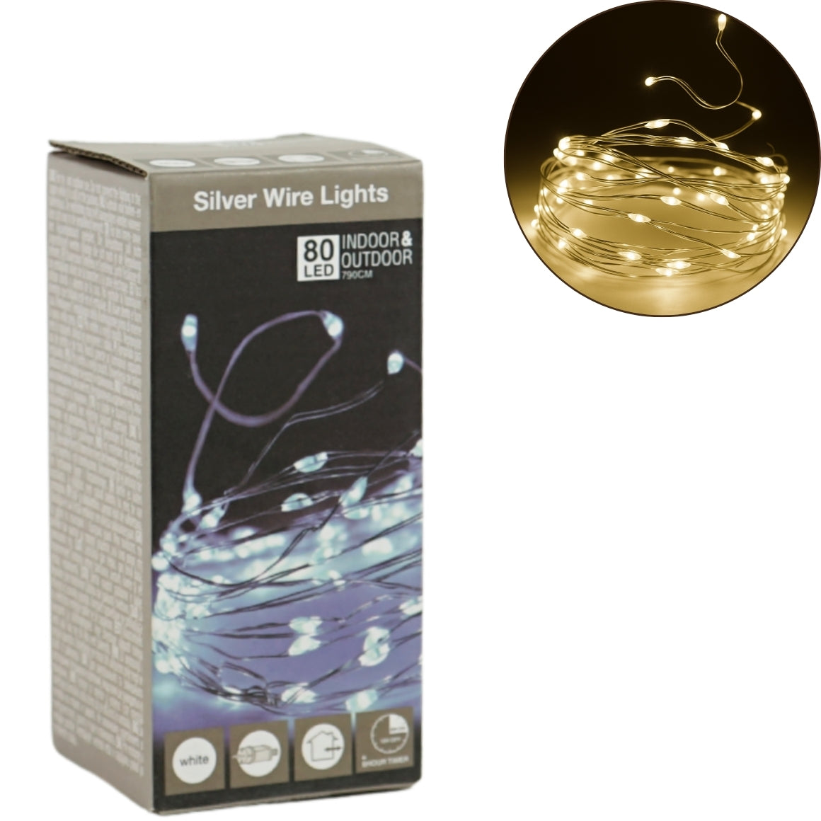 LED Lichterkette 80 warmweiß 7,9m Timer Innen Außen Balkon Terrasse Fenster