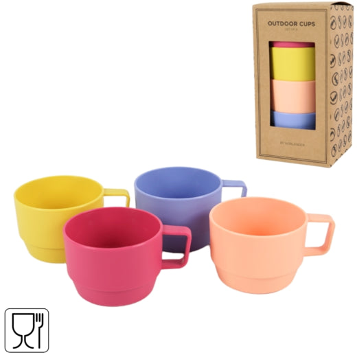 Norlander Kinder Becher 300 ml - Buntes 4er Set Outdoor Becher bruchsicher